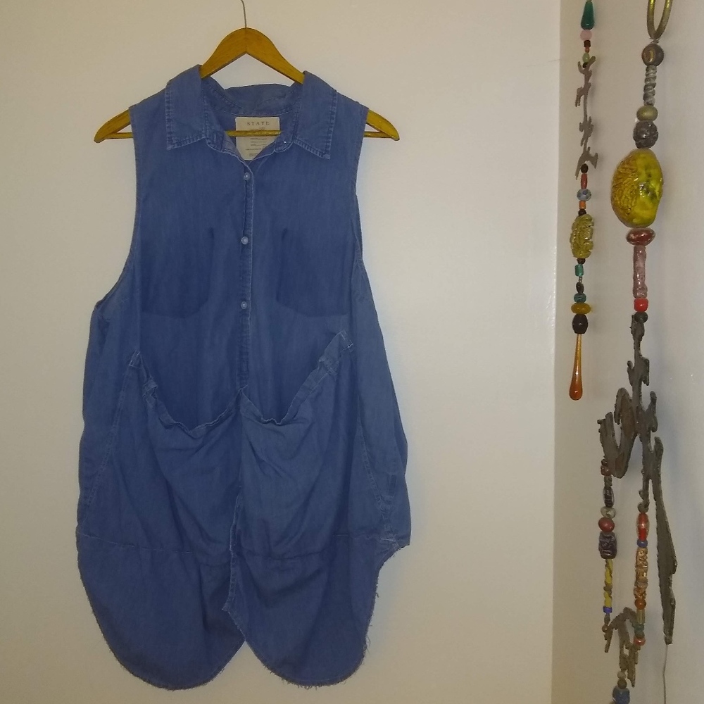 State the Label Lightweight Denim Smock Size M